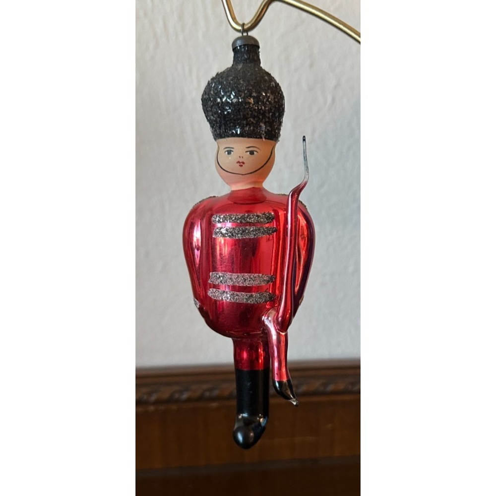 Vintage DeCarlini Soldier Nutcracker Mercury Glass Ornament